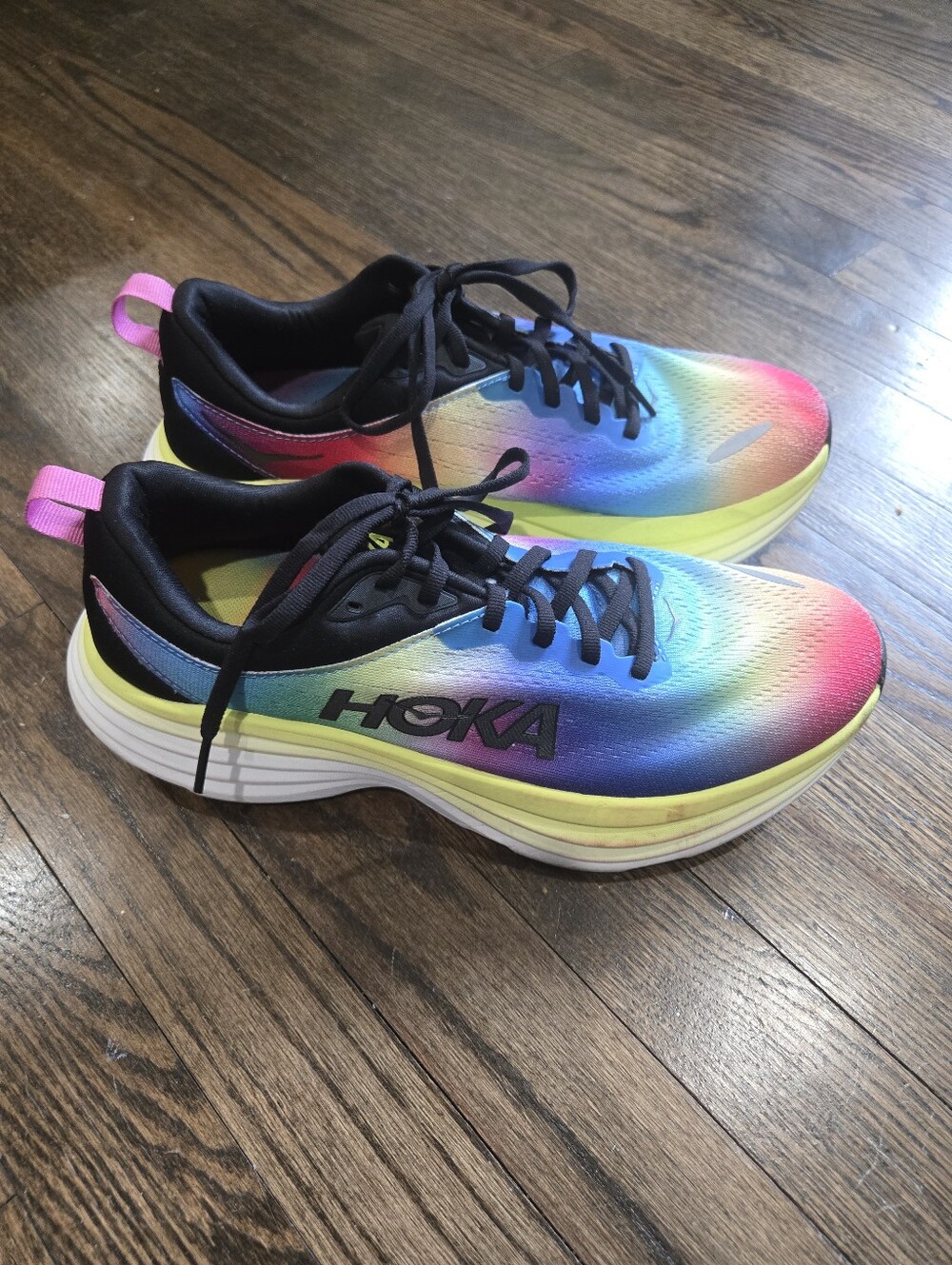 Hoka Bondi 8 Rainbow Gradient Multi Color Athletic Running Shoes 9.5B